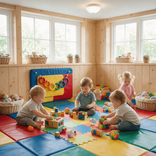 Toddlers playing with sensory toys indoors